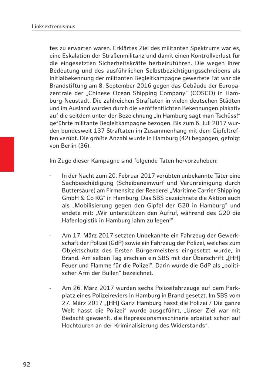 Seite 91 des Verfassungsschutzbericht 2017 Hamburg