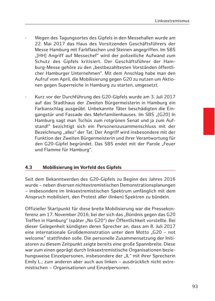Seite 92 des Verfassungsschutzbericht 2017 Hamburg