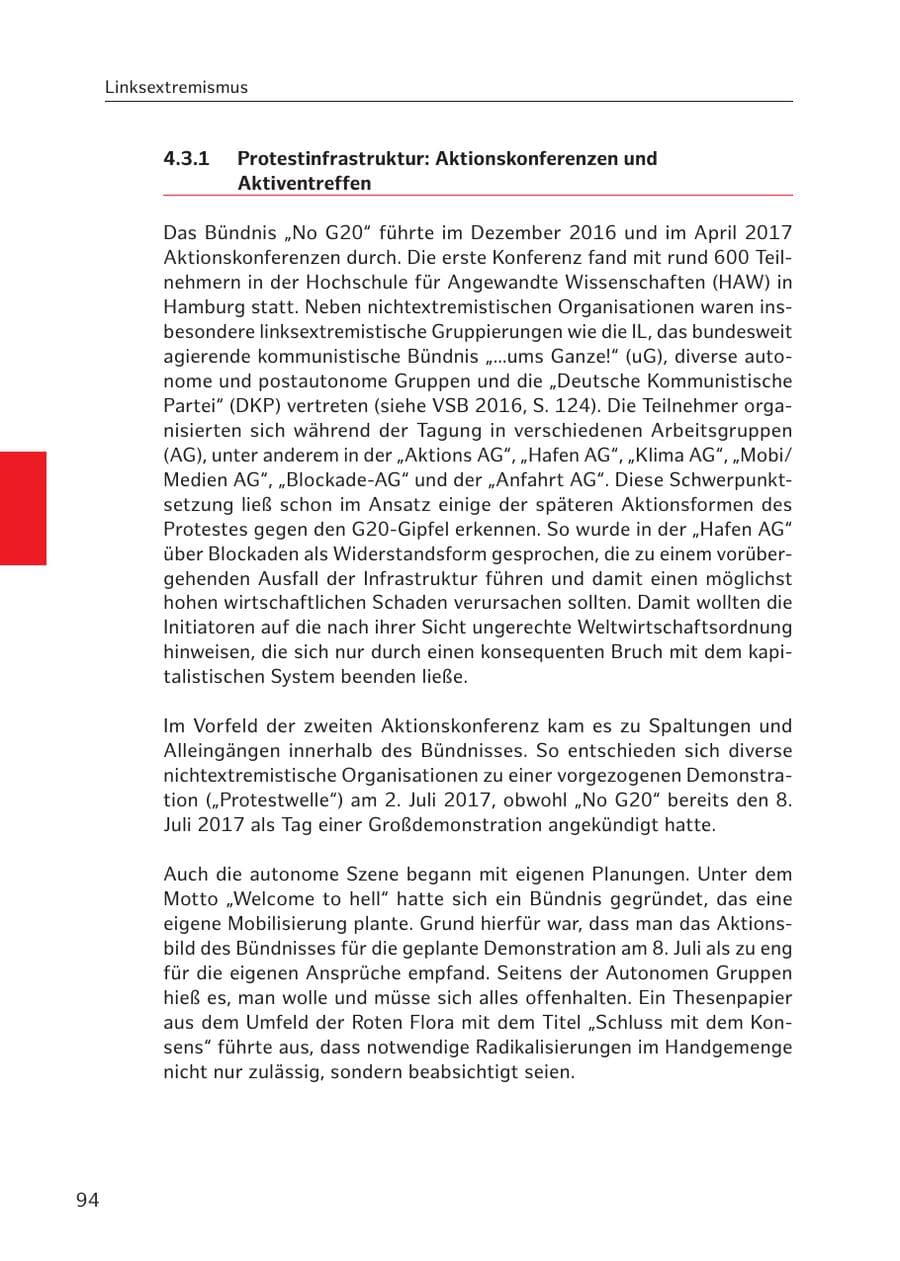 Seite 93 des Verfassungsschutzbericht 2017 Hamburg