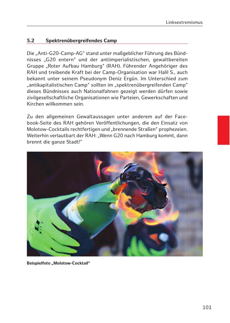 Seite 100 des Verfassungsschutzbericht 2017 Hamburg