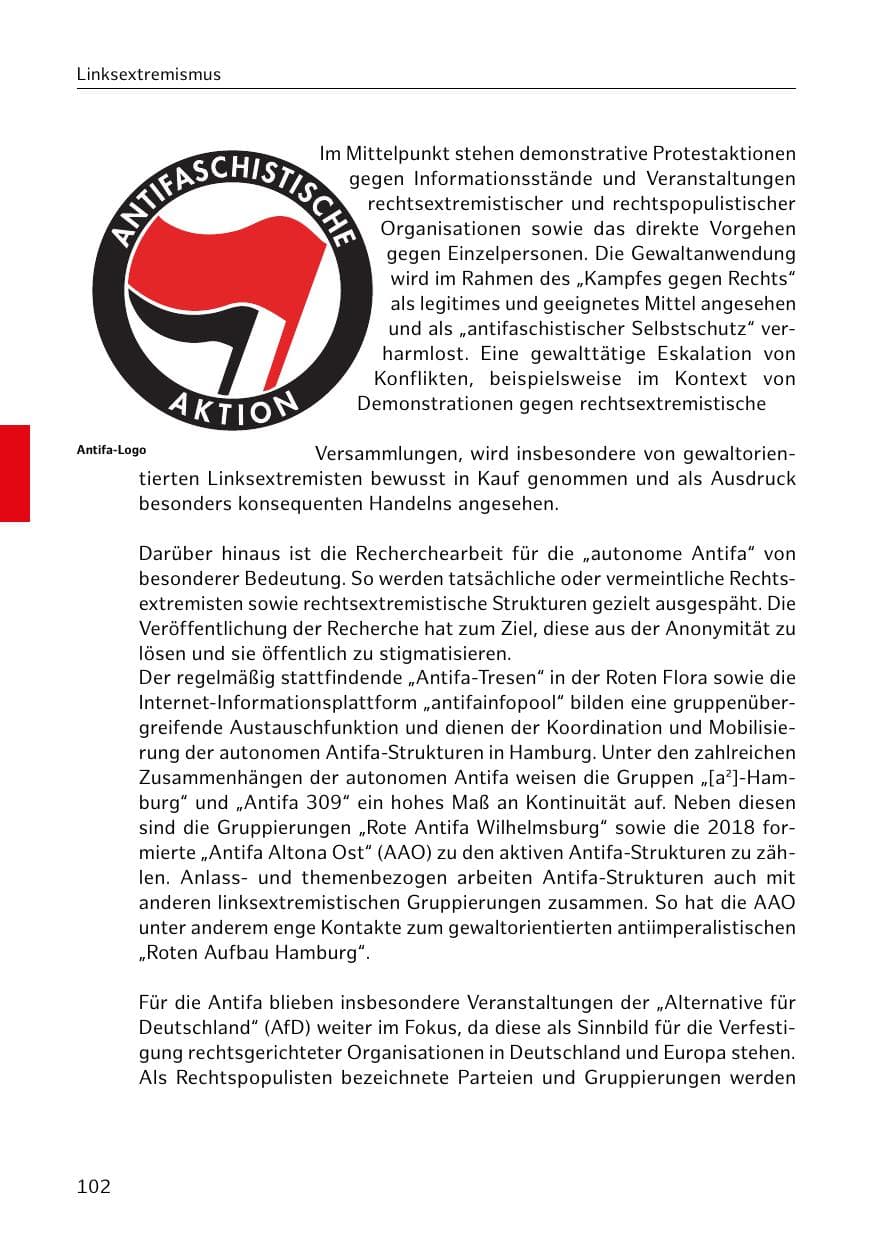 Seite 103 des Verfassungsschutzbericht 2018 Hamburg