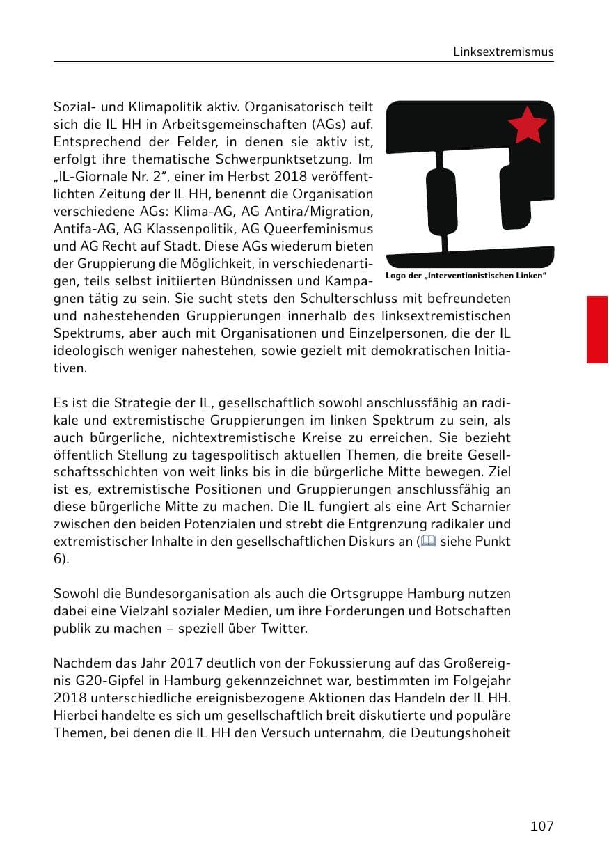 Seite 108 des Verfassungsschutzbericht 2018 Hamburg