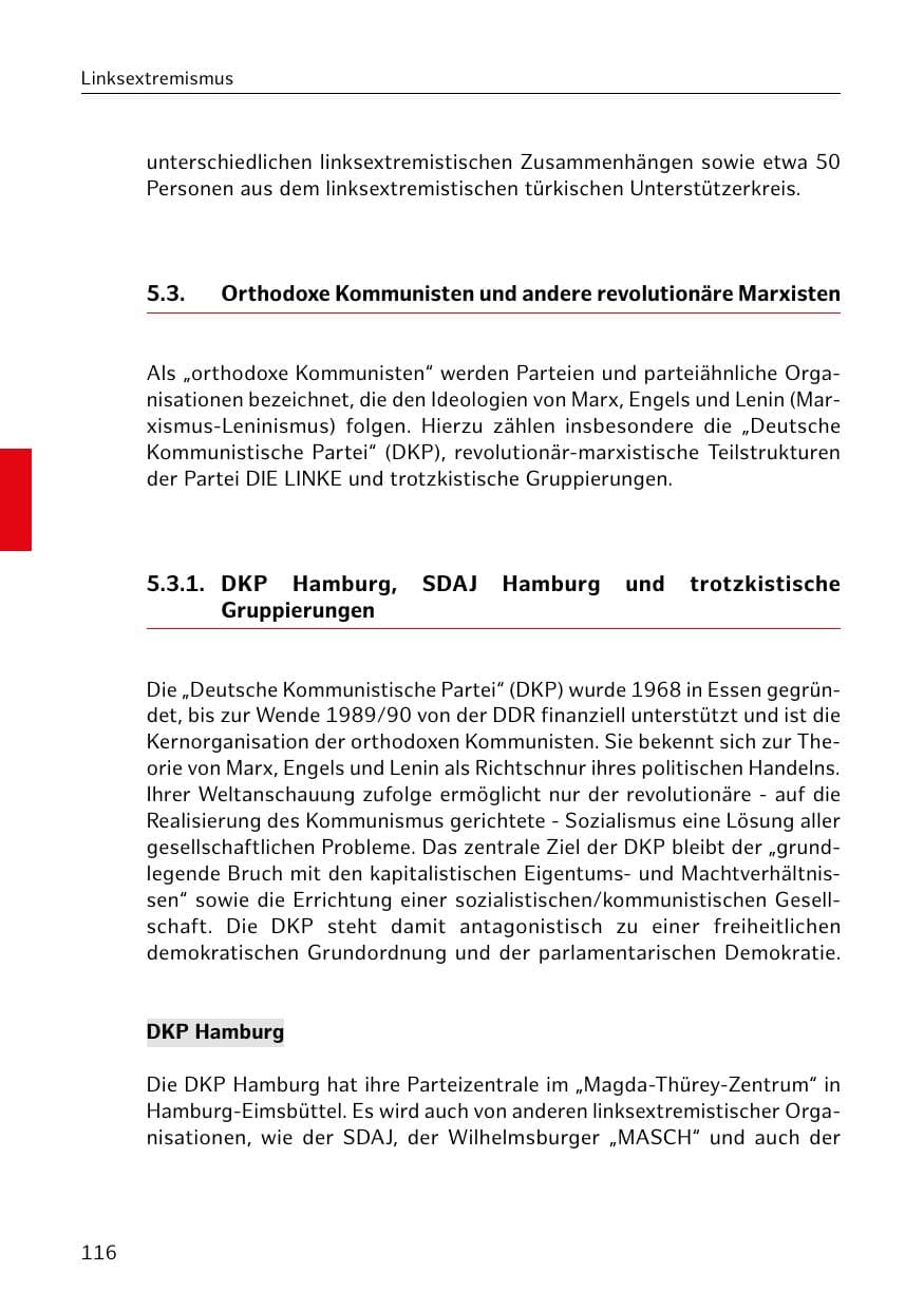 Seite 117 des Verfassungsschutzbericht 2018 Hamburg