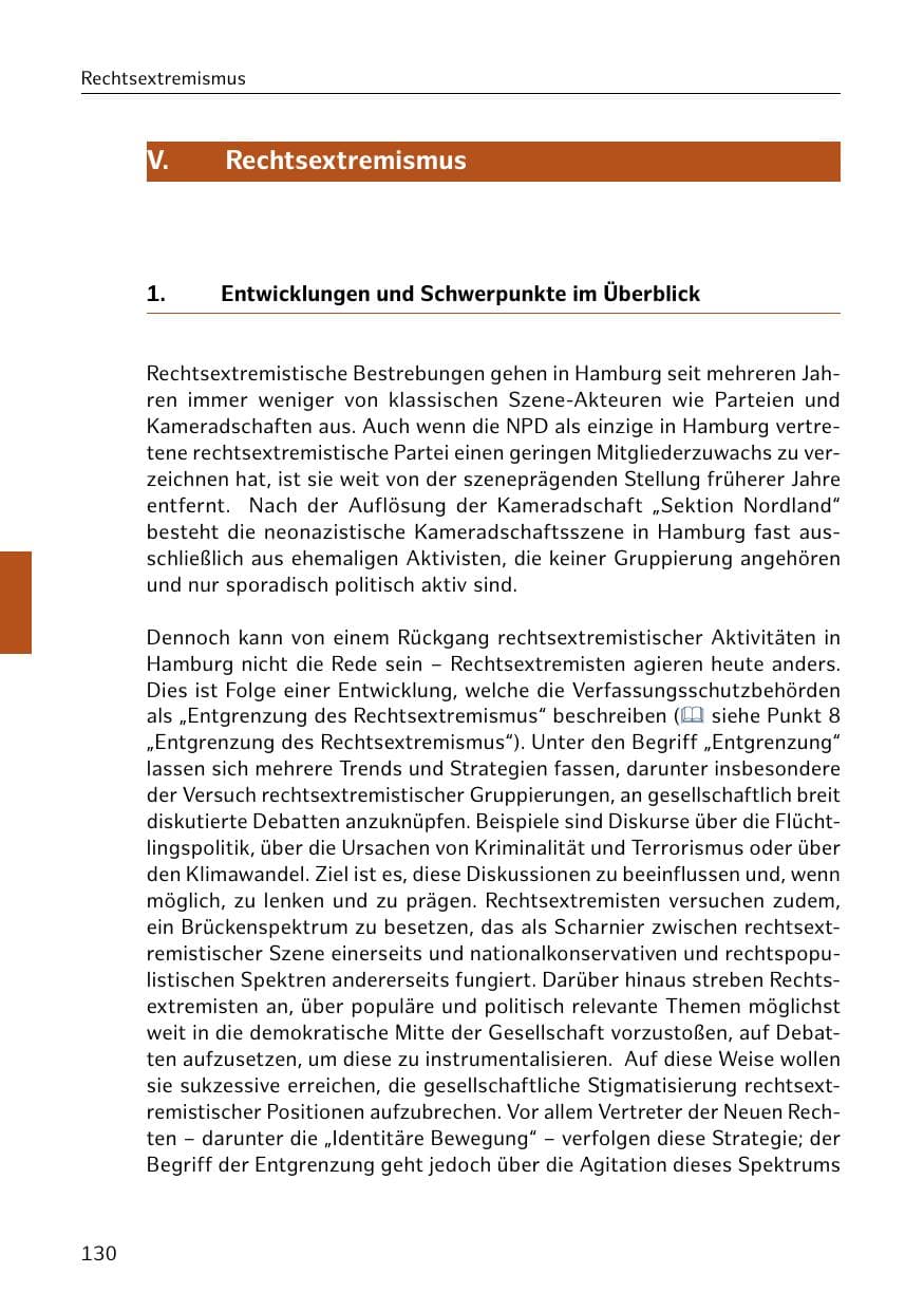 Seite 131 des Verfassungsschutzbericht 2018 Hamburg