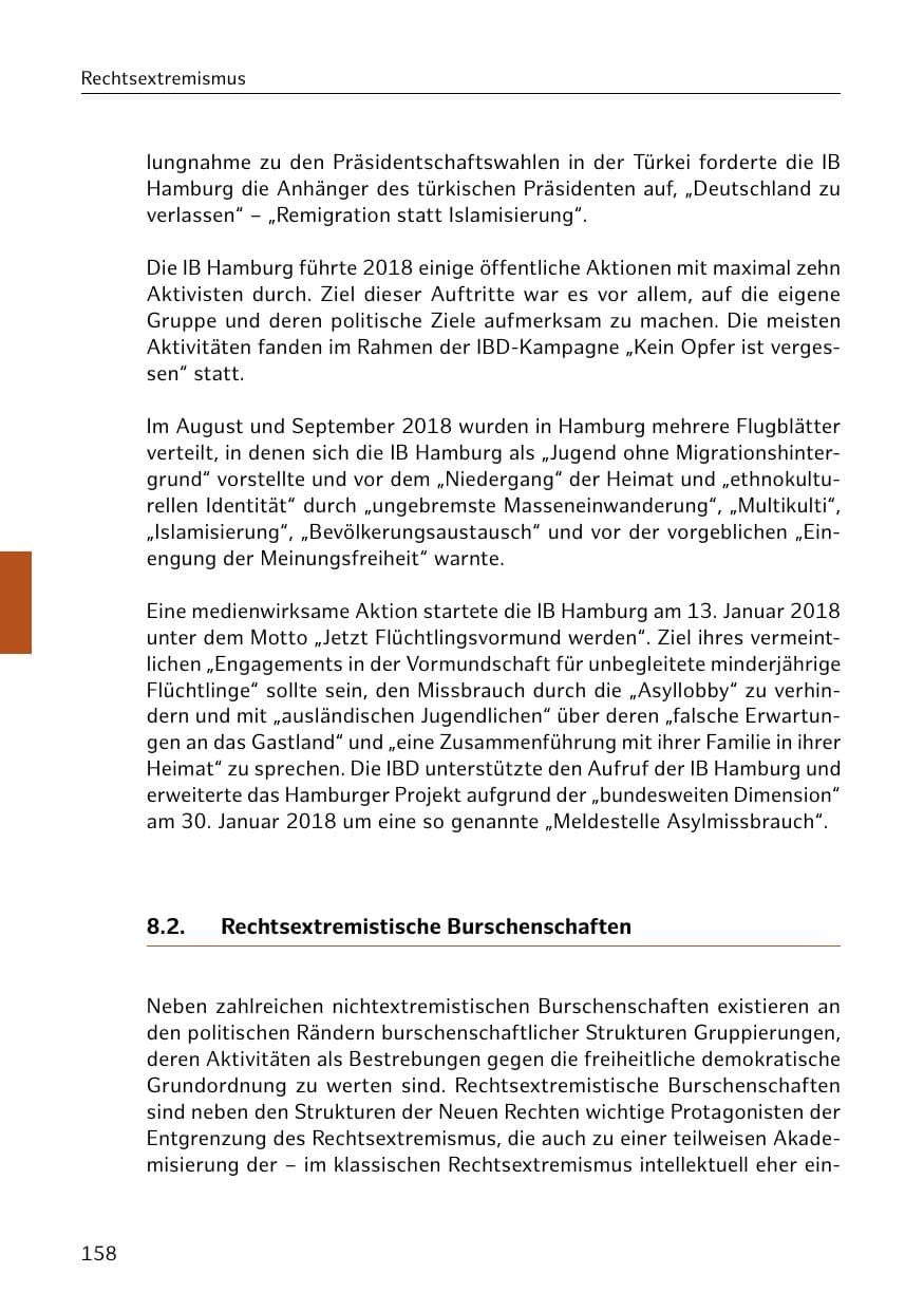 Seite 159 des Verfassungsschutzbericht 2018 Hamburg