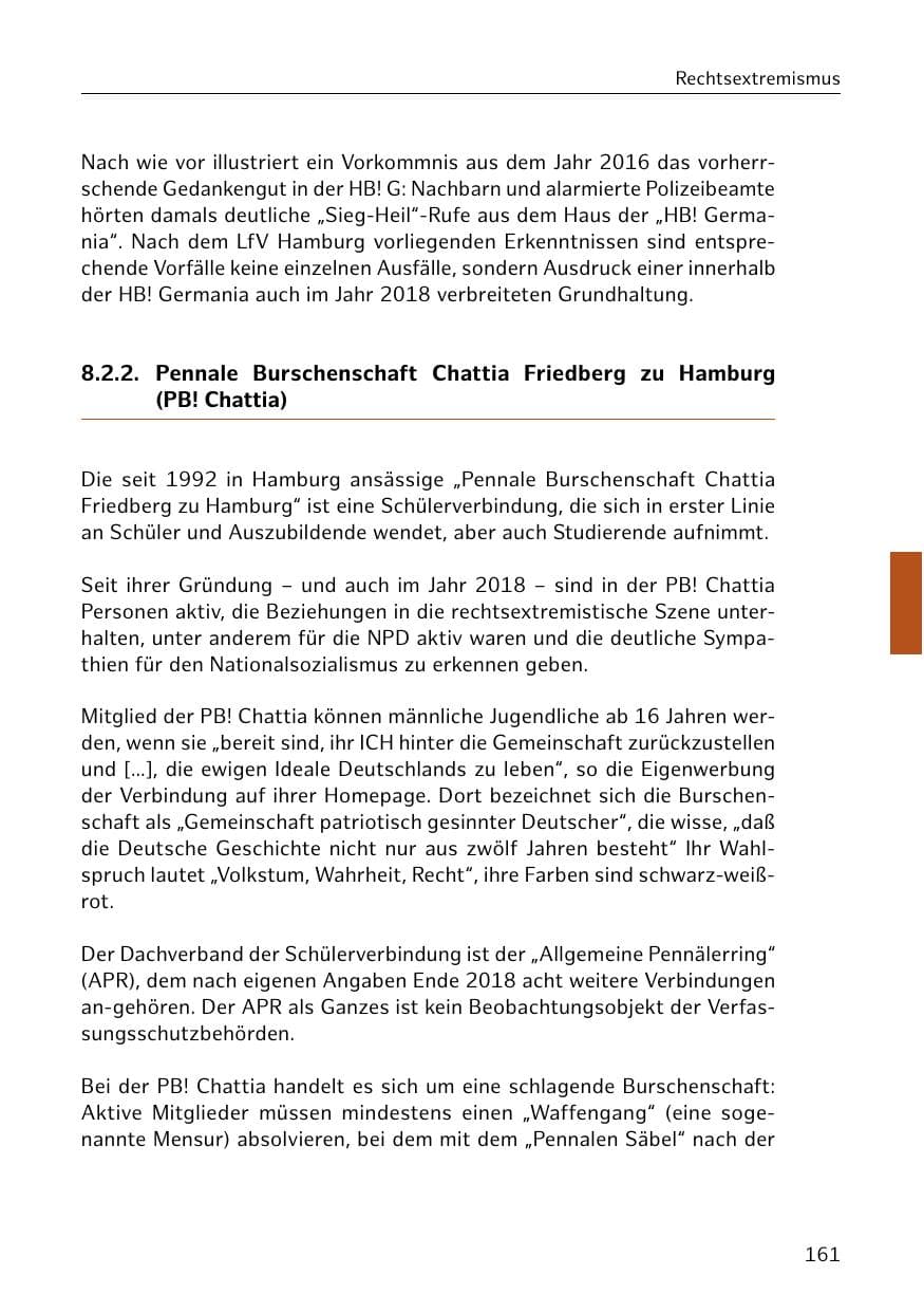 Seite 162 des Verfassungsschutzbericht 2018 Hamburg