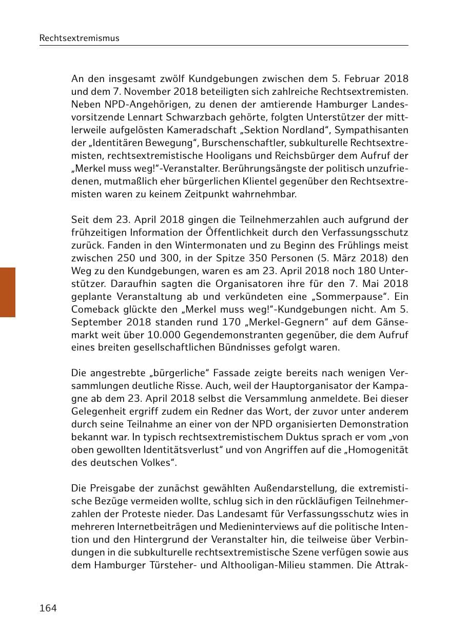Seite 165 des Verfassungsschutzbericht 2018 Hamburg