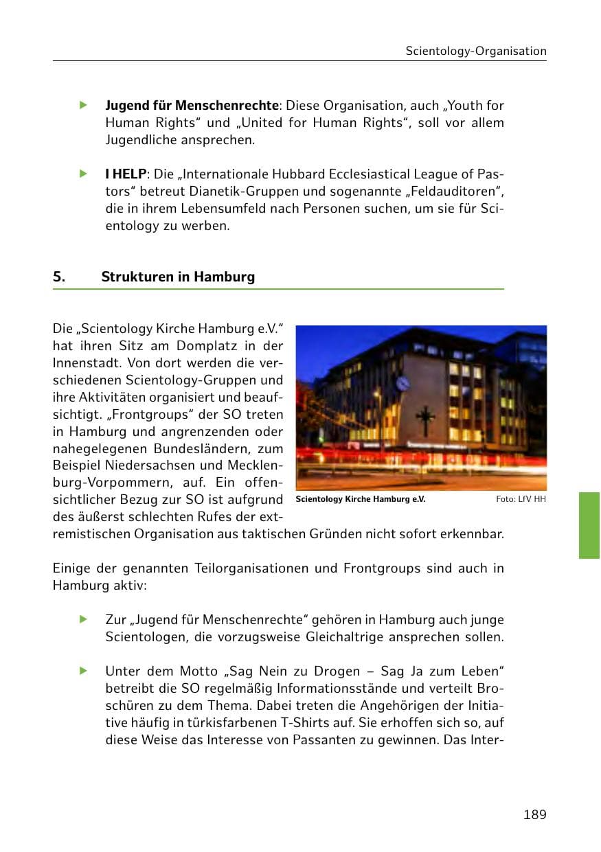 Seite 190 des Verfassungsschutzbericht 2018 Hamburg