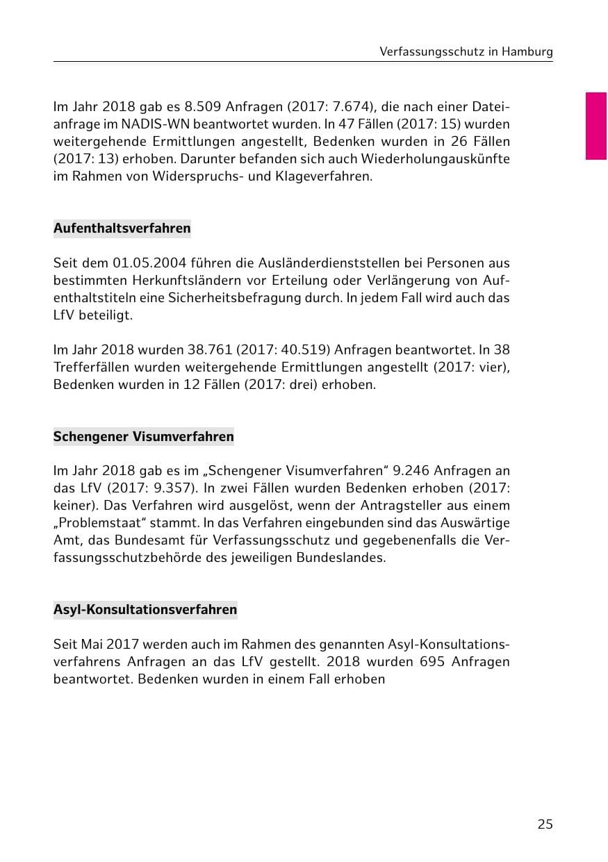 Seite 26 des Verfassungsschutzbericht 2018 Hamburg