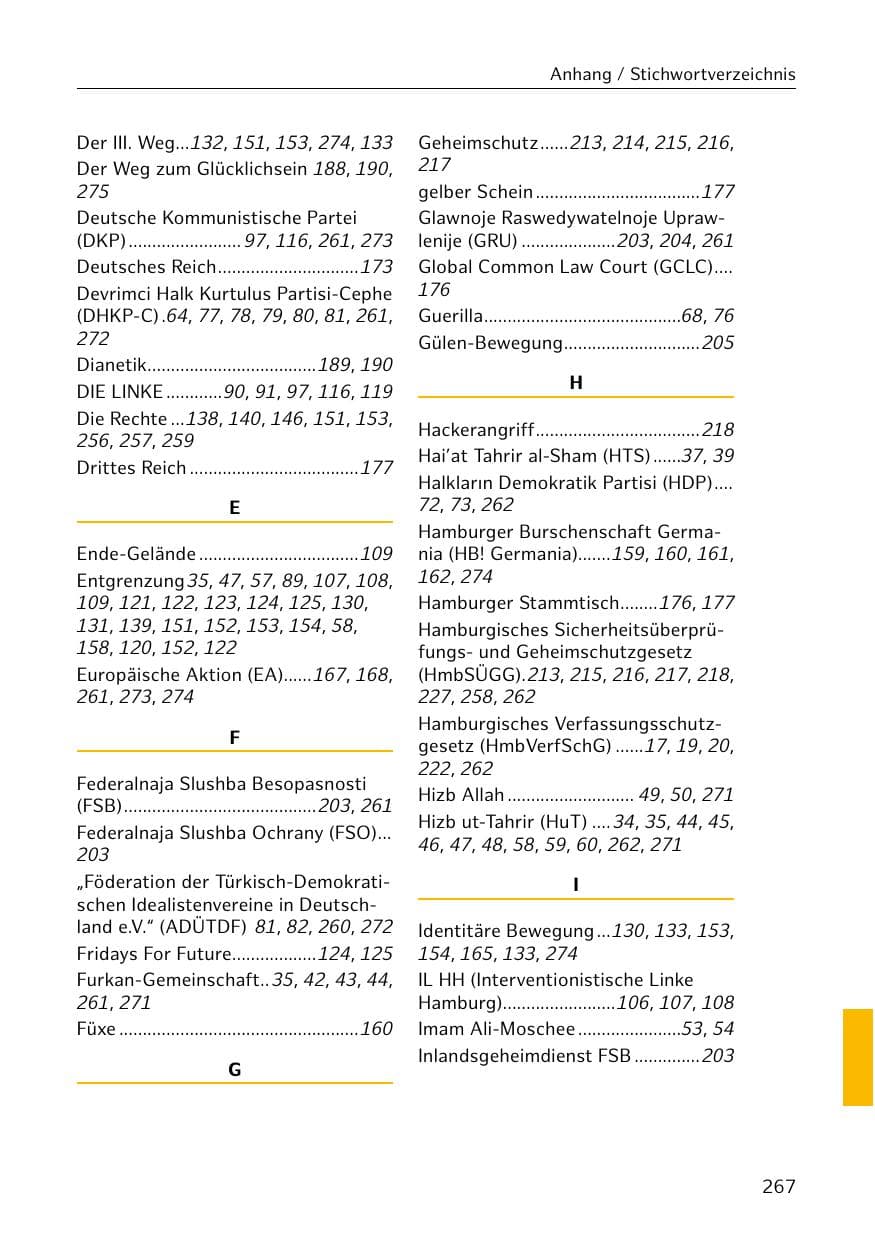 Seite 268 des Verfassungsschutzbericht 2018 Hamburg