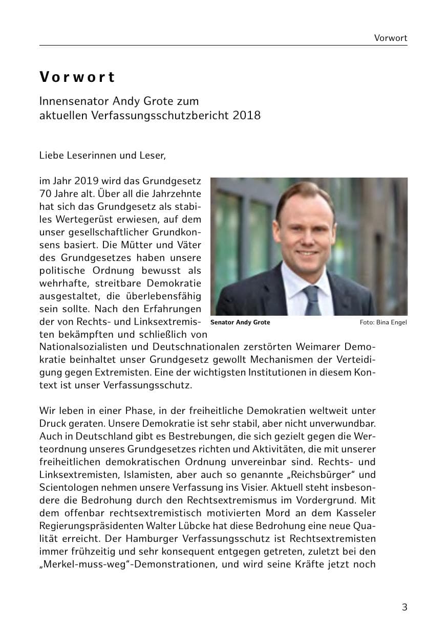 Seite 4 des Verfassungsschutzbericht 2018 Hamburg