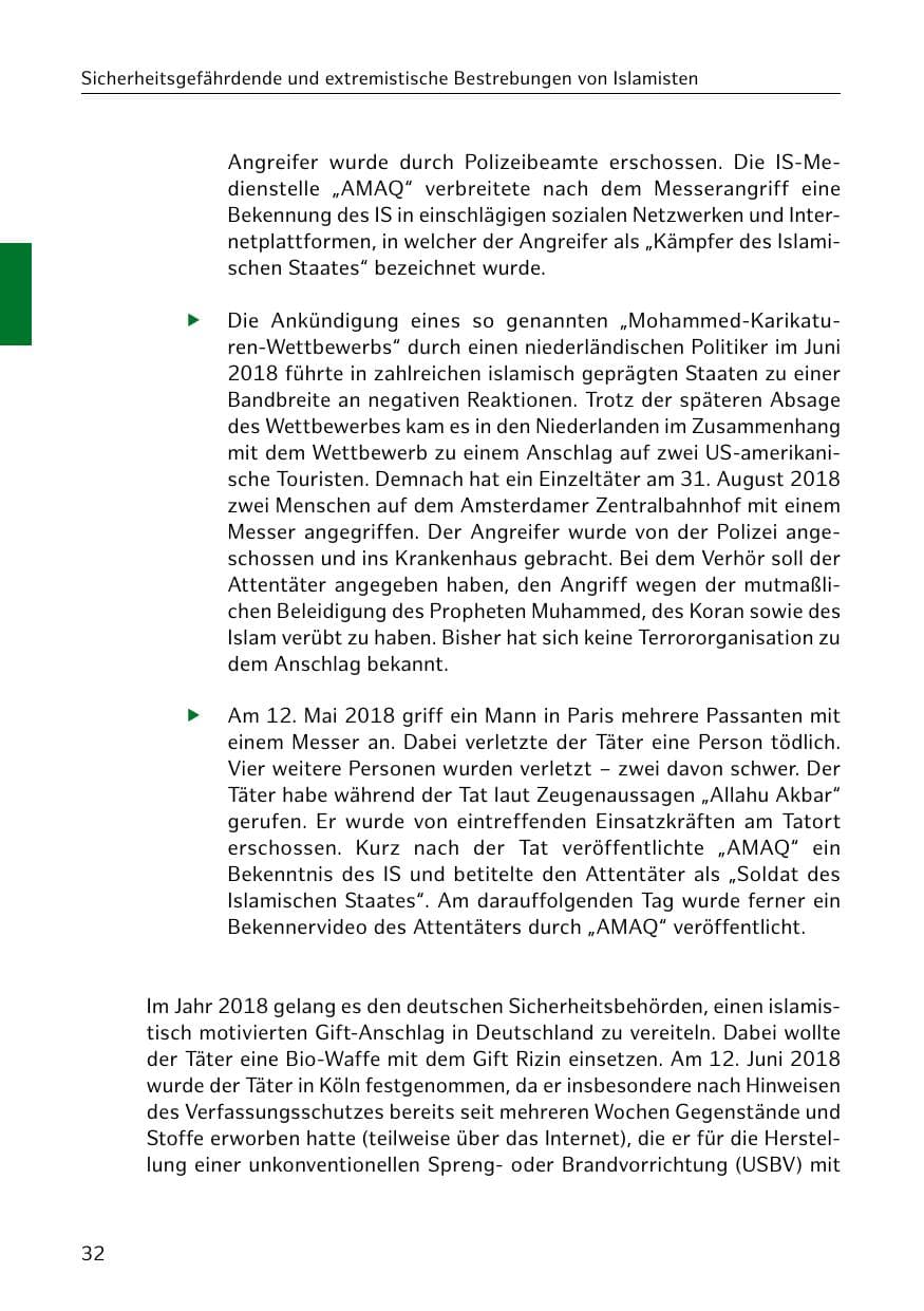 Seite 33 des Verfassungsschutzbericht 2018 Hamburg