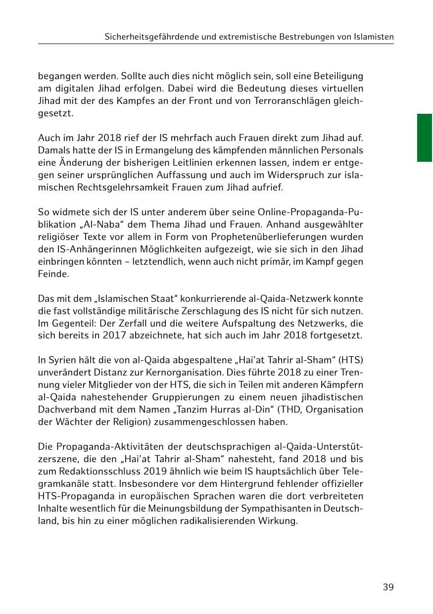 Seite 40 des Verfassungsschutzbericht 2018 Hamburg