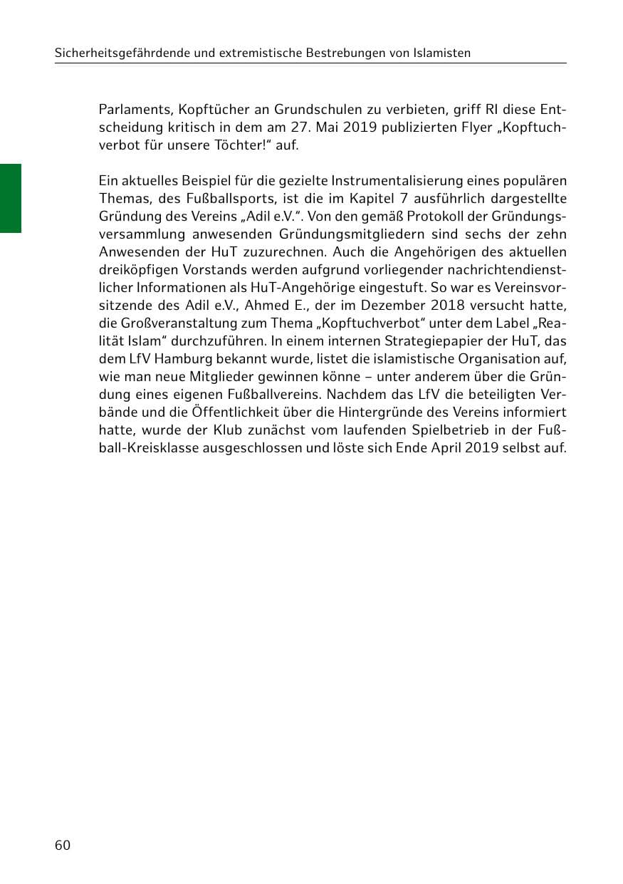 Seite 61 des Verfassungsschutzbericht 2018 Hamburg