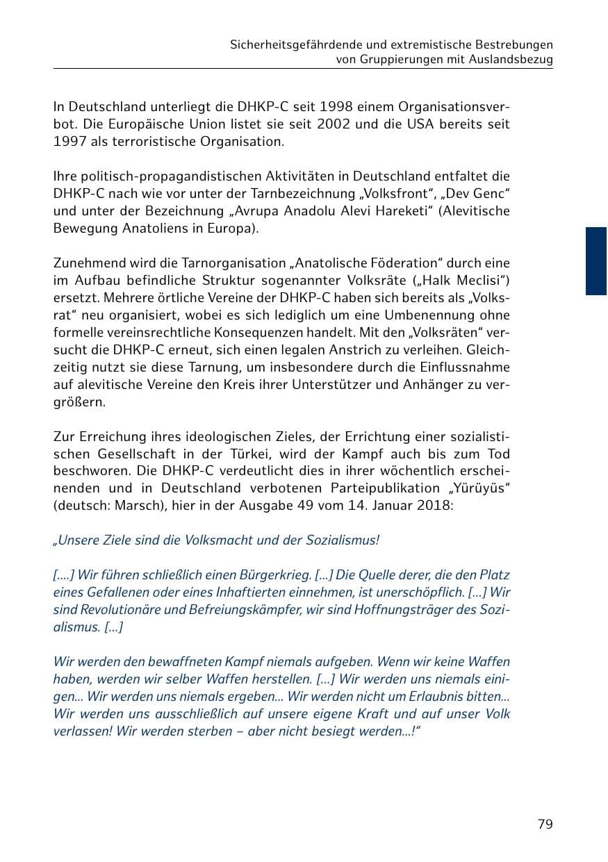 Seite 80 des Verfassungsschutzbericht 2018 Hamburg