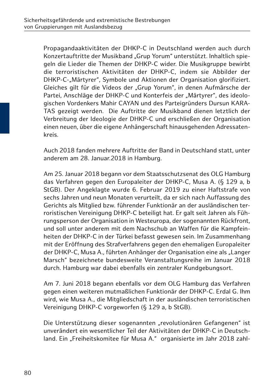 Seite 81 des Verfassungsschutzbericht 2018 Hamburg