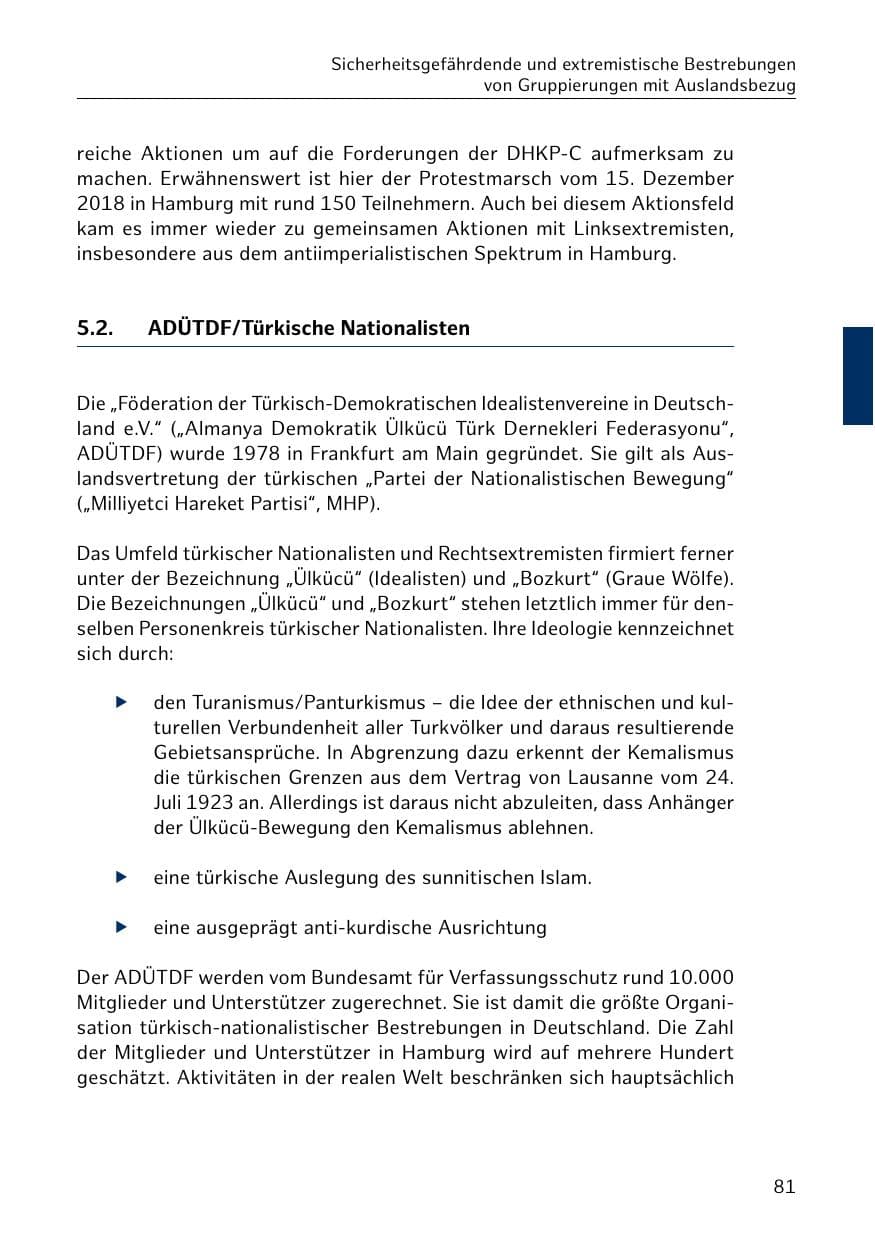 Seite 82 des Verfassungsschutzbericht 2018 Hamburg