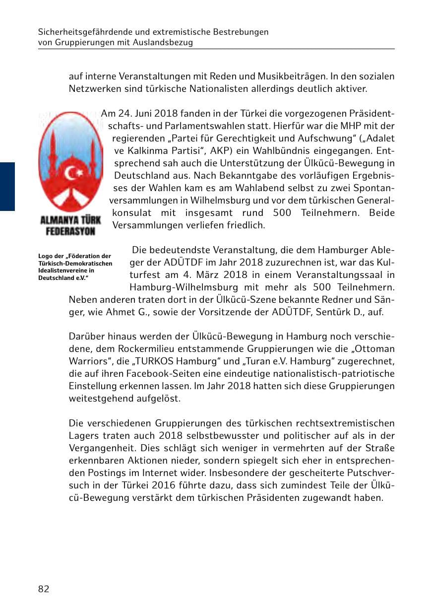Seite 83 des Verfassungsschutzbericht 2018 Hamburg
