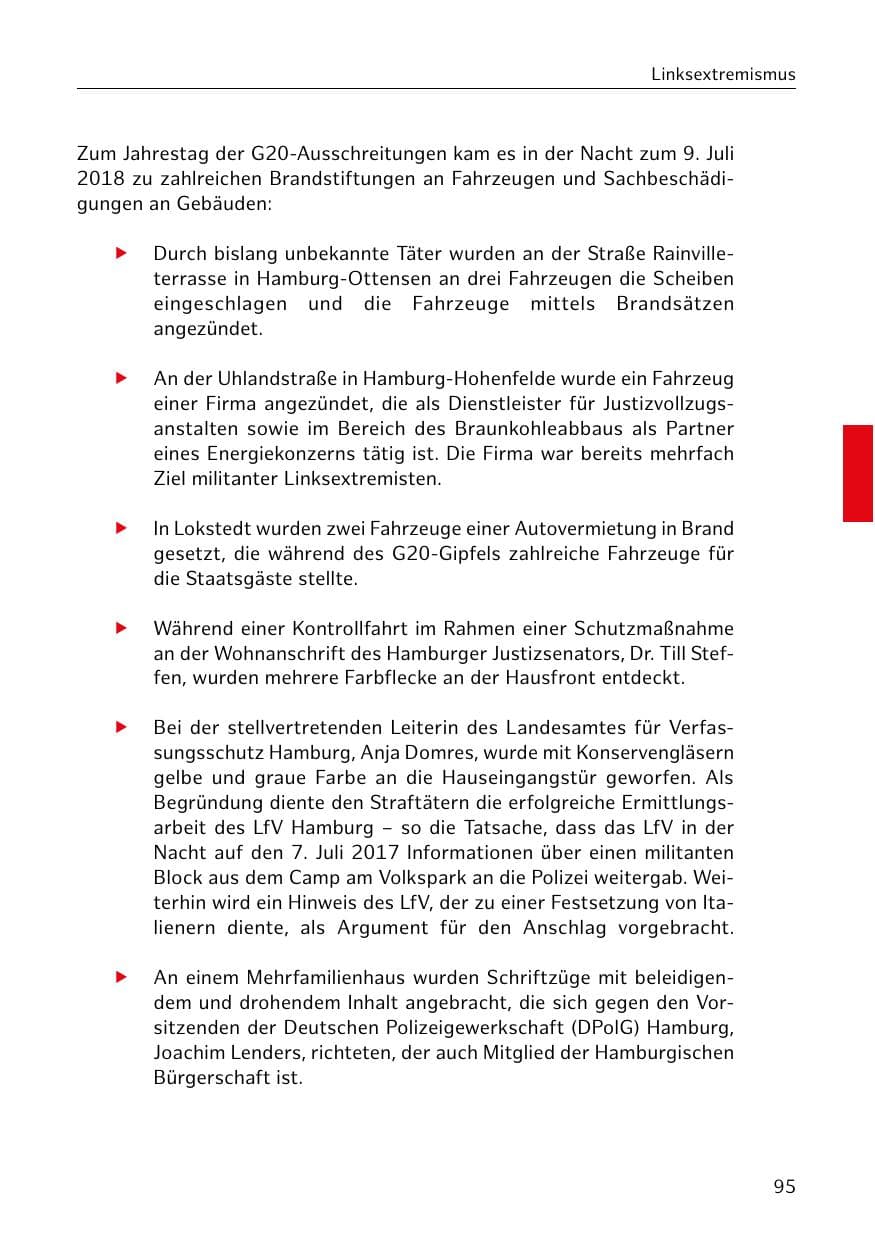 Seite 96 des Verfassungsschutzbericht 2018 Hamburg