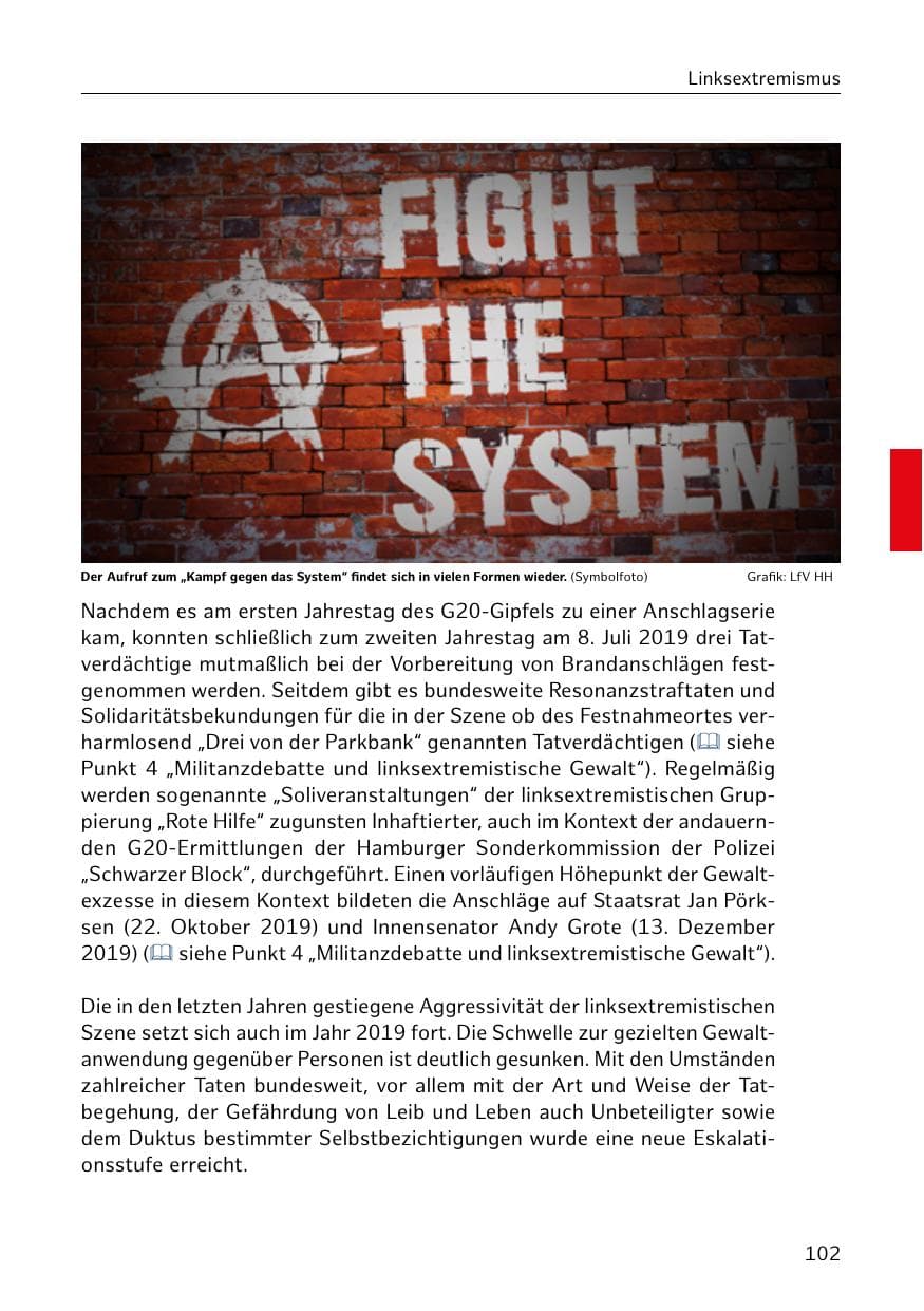 Seite 103 des Verfassungsschutzbericht 2019 Hamburg