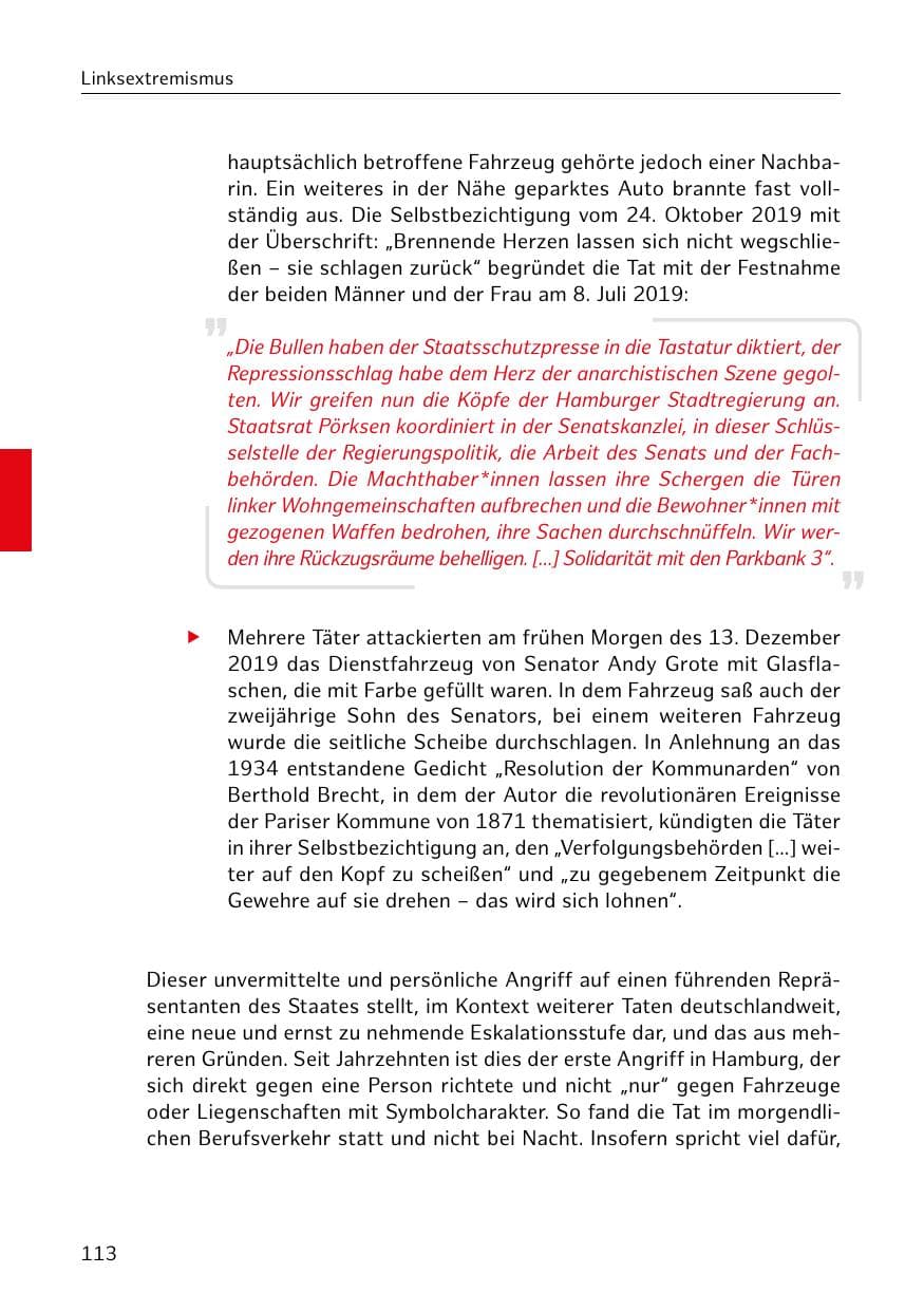 Seite 114 des Verfassungsschutzbericht 2019 Hamburg