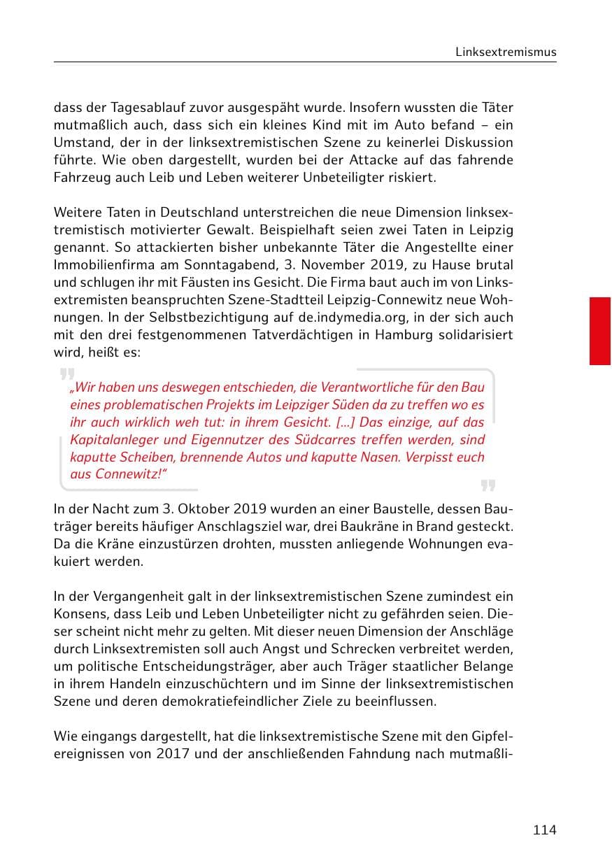 Seite 115 des Verfassungsschutzbericht 2019 Hamburg