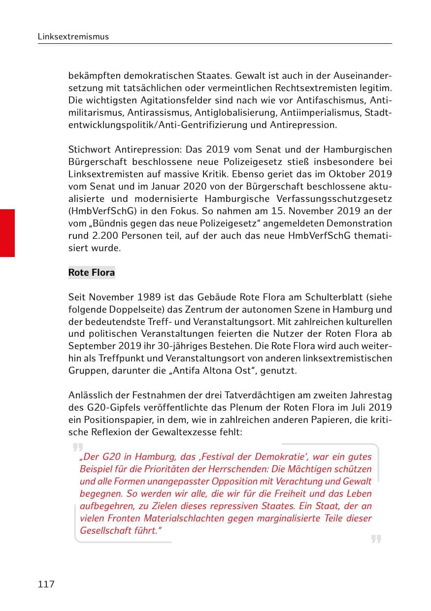 Seite 118 des Verfassungsschutzbericht 2019 Hamburg