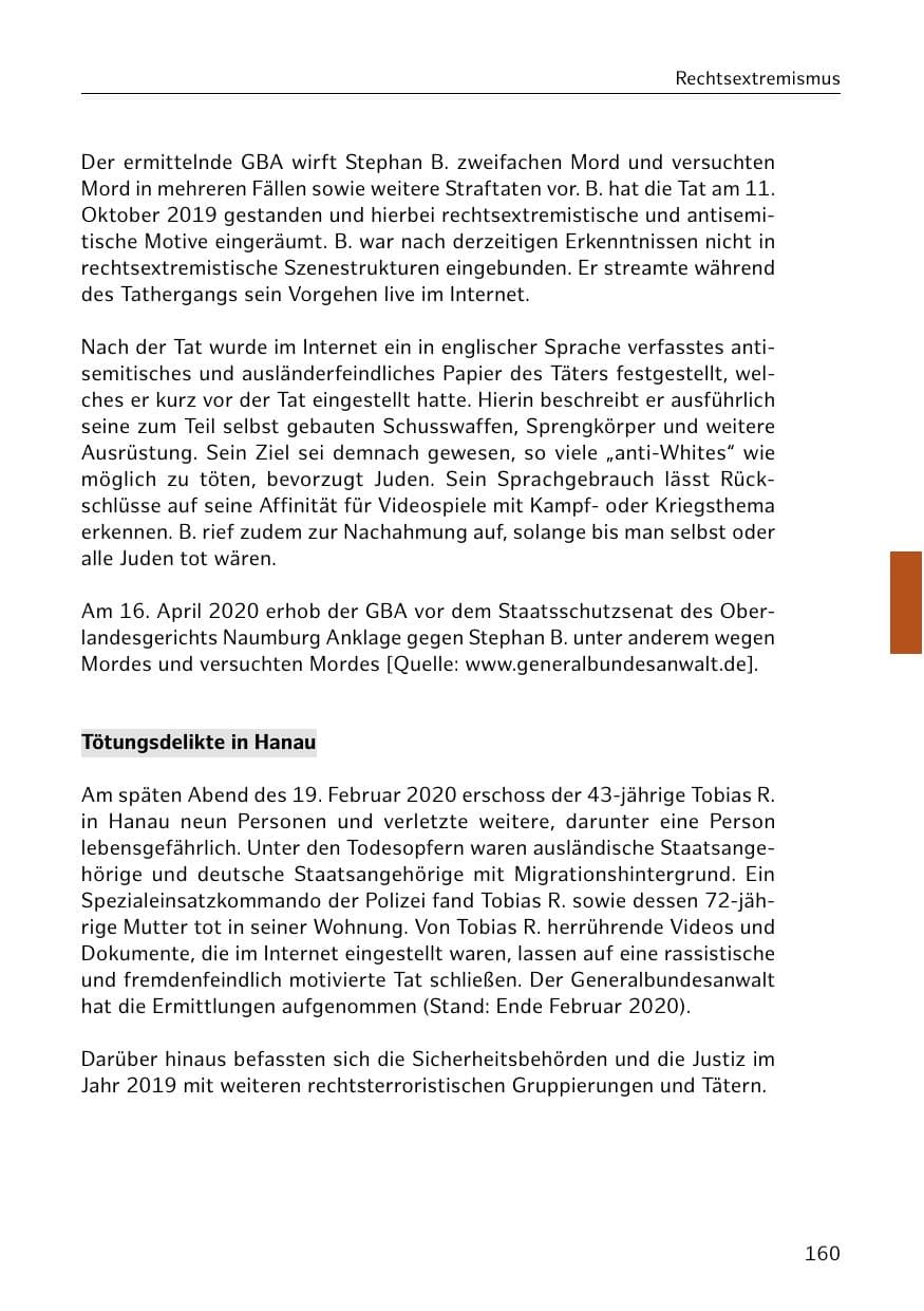 Seite 161 des Verfassungsschutzbericht 2019 Hamburg