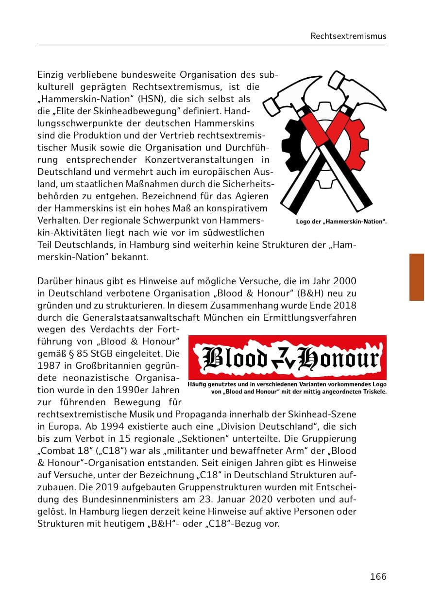 Seite 167 des Verfassungsschutzbericht 2019 Hamburg