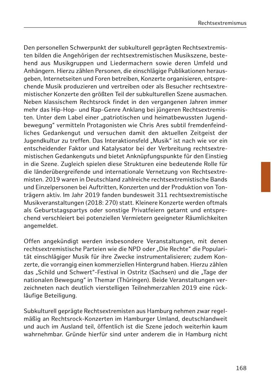 Seite 169 des Verfassungsschutzbericht 2019 Hamburg