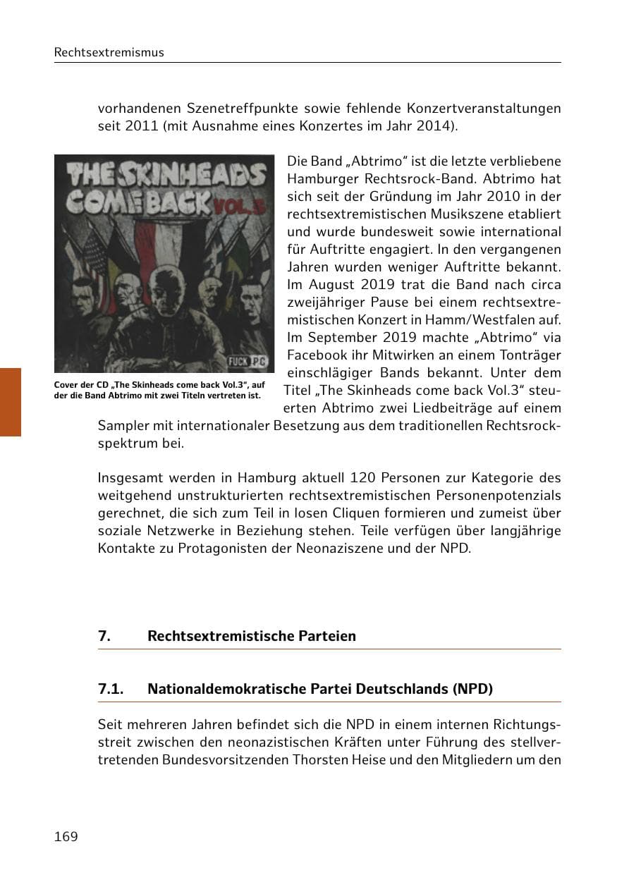Seite 170 des Verfassungsschutzbericht 2019 Hamburg