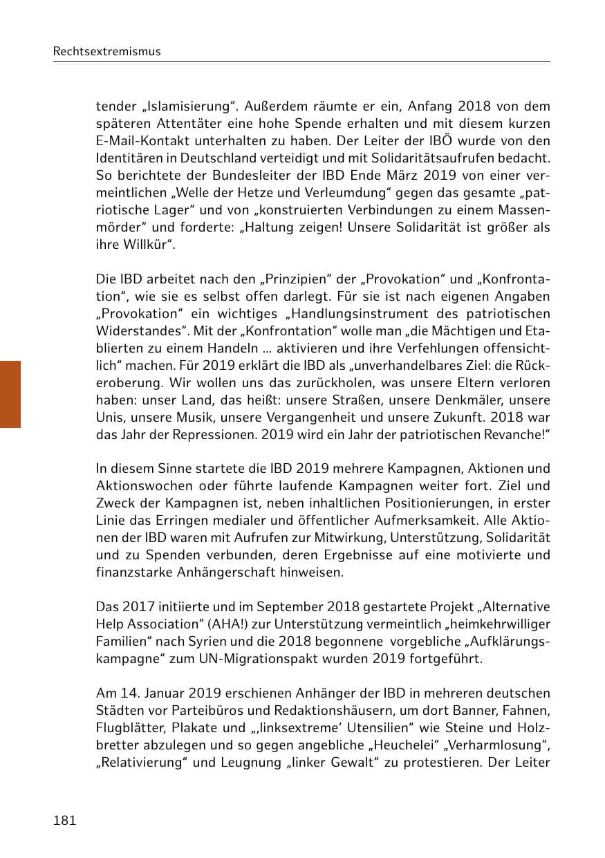 Seite 182 des Verfassungsschutzbericht 2019 Hamburg