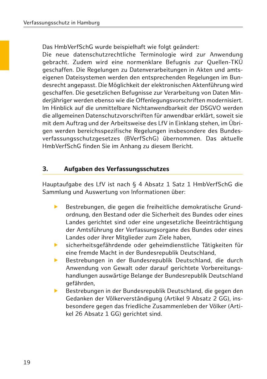 Seite 20 des Verfassungsschutzbericht 2019 Hamburg