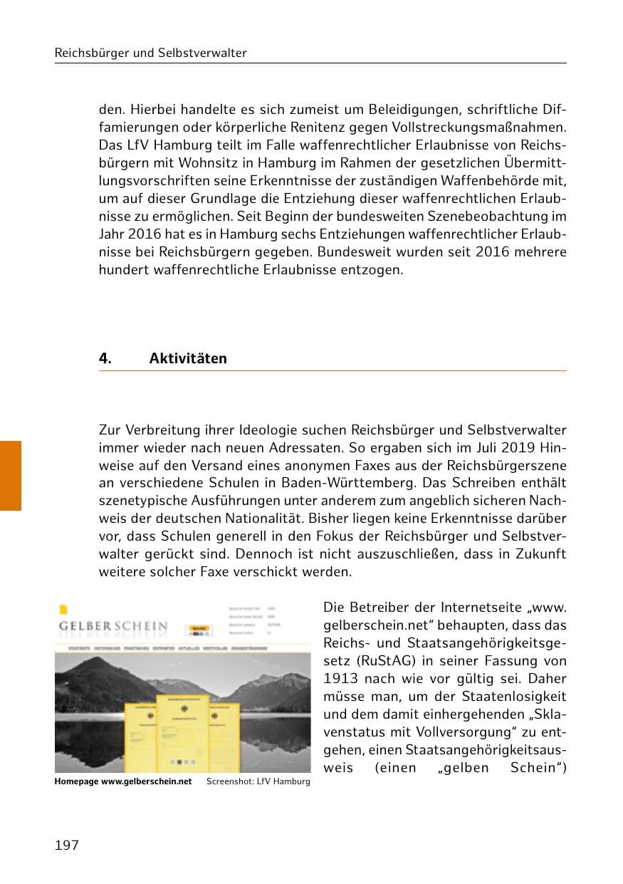 Seite 198 des Verfassungsschutzbericht 2019 Hamburg