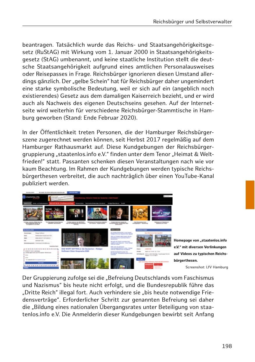 Seite 199 des Verfassungsschutzbericht 2019 Hamburg