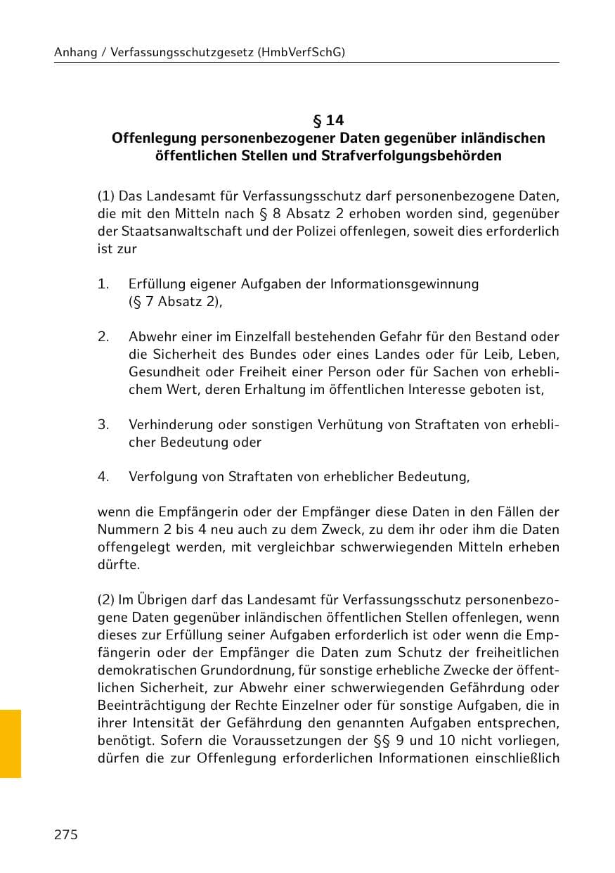Seite 276 des Verfassungsschutzbericht 2019 Hamburg