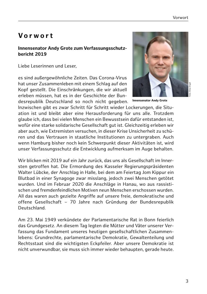 Seite 4 des Verfassungsschutzbericht 2019 Hamburg
