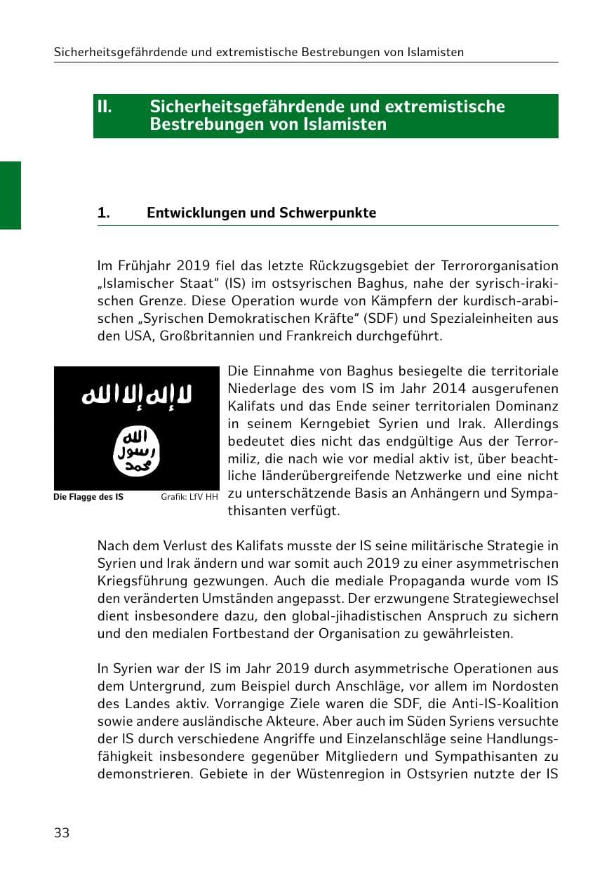Seite 34 des Verfassungsschutzbericht 2019 Hamburg