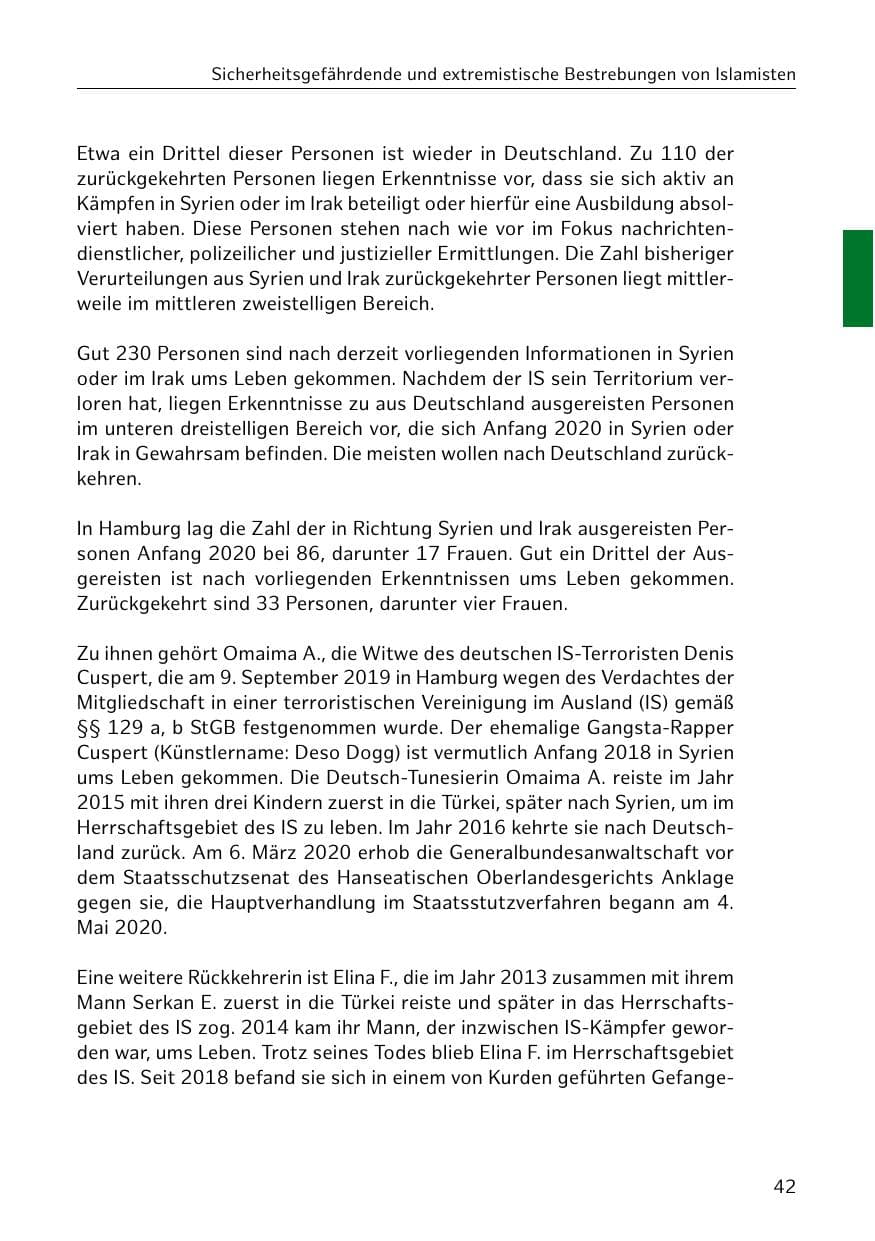 Seite 43 des Verfassungsschutzbericht 2019 Hamburg