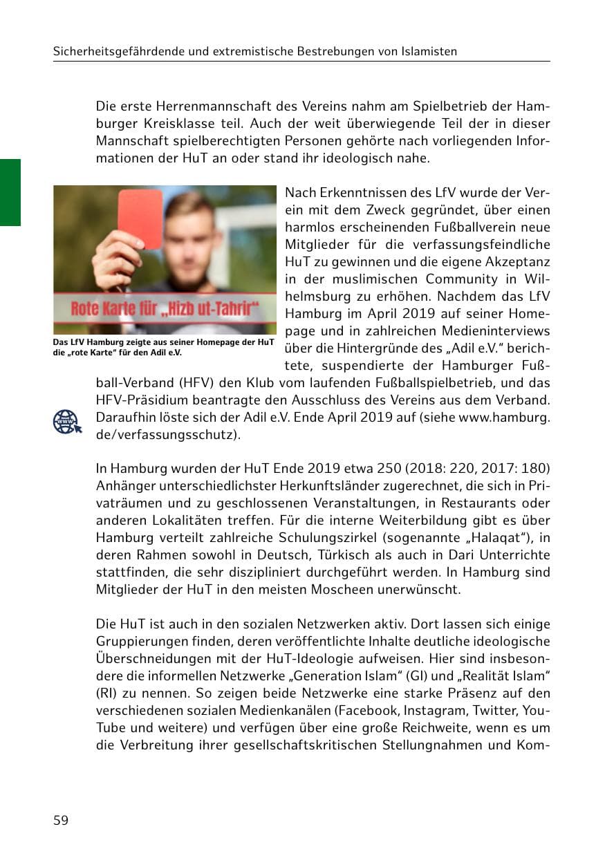 Seite 60 des Verfassungsschutzbericht 2019 Hamburg