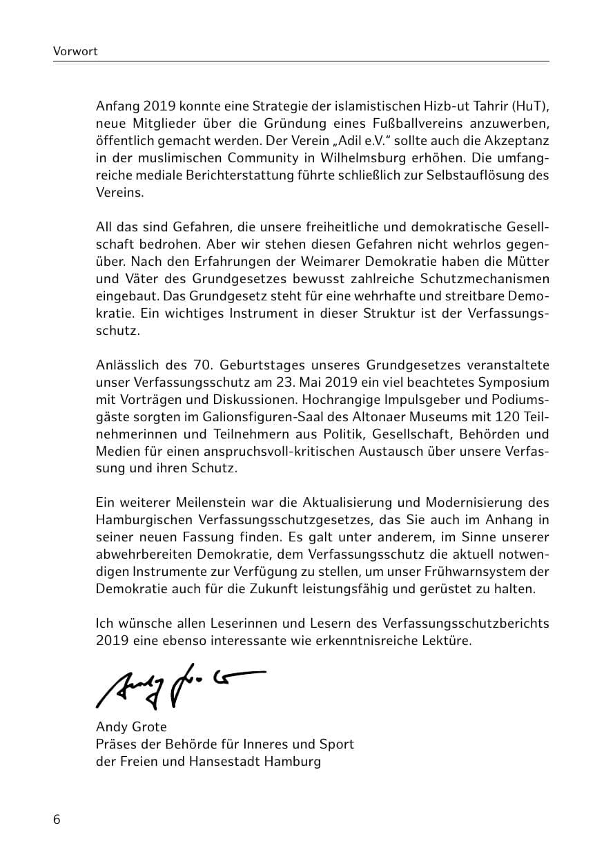 Seite 7 des Verfassungsschutzbericht 2019 Hamburg