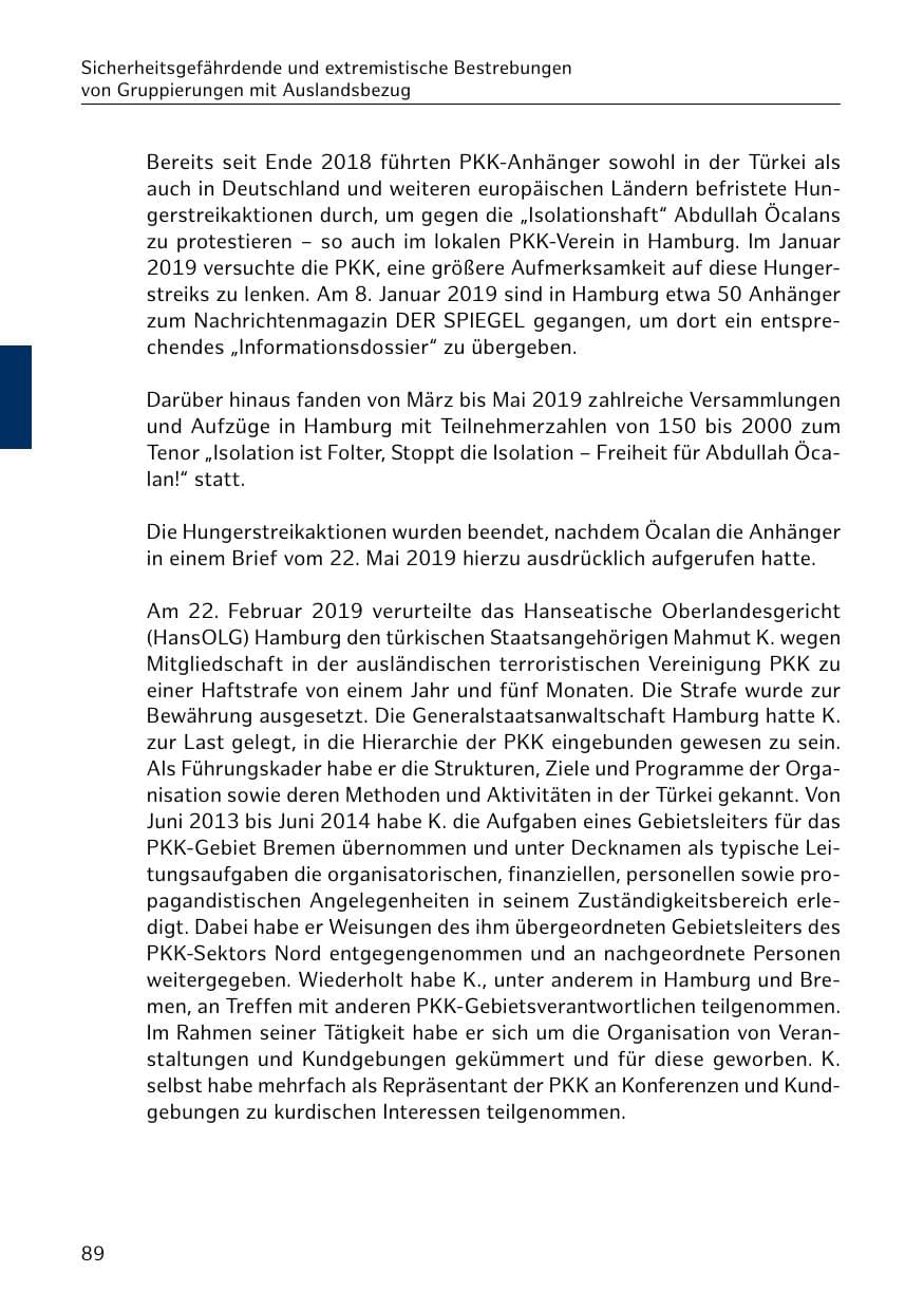 Seite 90 des Verfassungsschutzbericht 2019 Hamburg