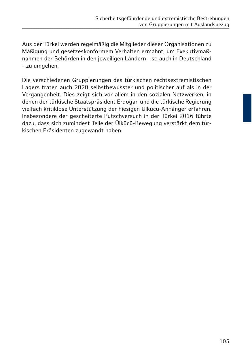 Seite 105 des Verfassungsschutzbericht 2020 Hamburg