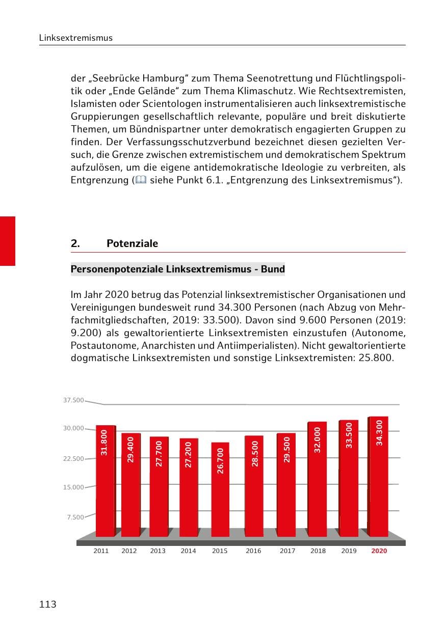 Seite 113 des Verfassungsschutzbericht 2020 Hamburg