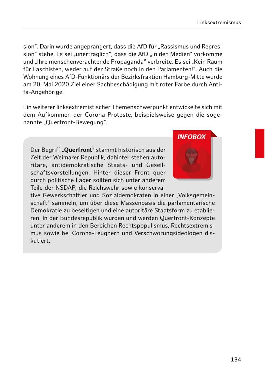 Seite 134 des Verfassungsschutzbericht 2020 Hamburg