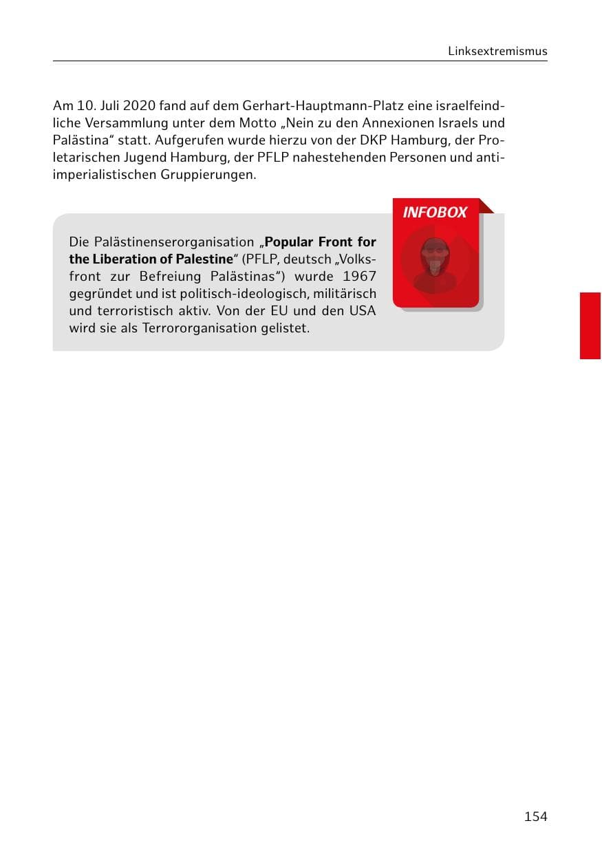 Seite 154 des Verfassungsschutzbericht 2020 Hamburg