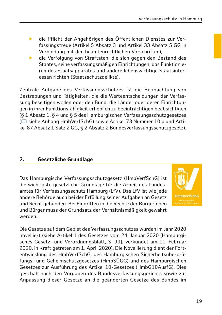 Seite 19 des Verfassungsschutzbericht 2020 Hamburg