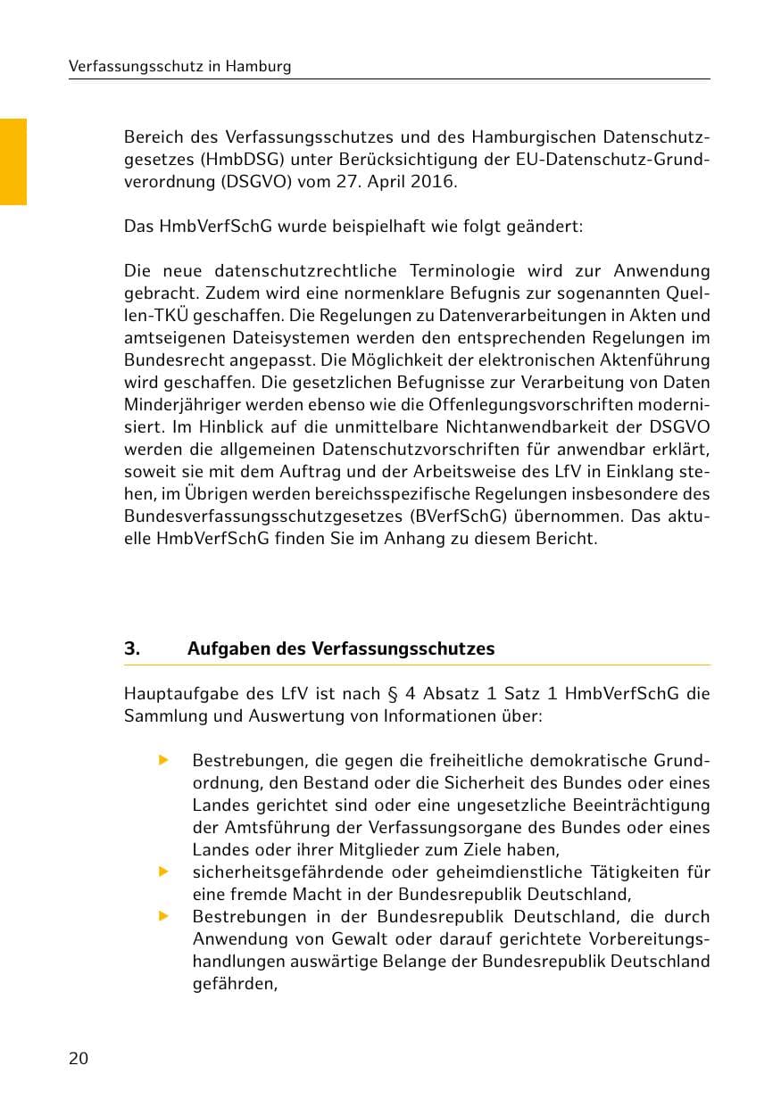 Seite 20 des Verfassungsschutzbericht 2020 Hamburg