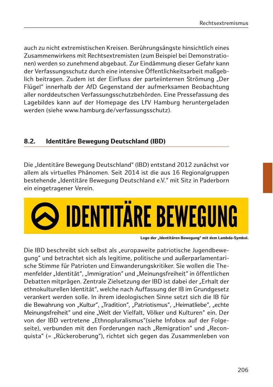 Seite 206 des Verfassungsschutzbericht 2020 Hamburg