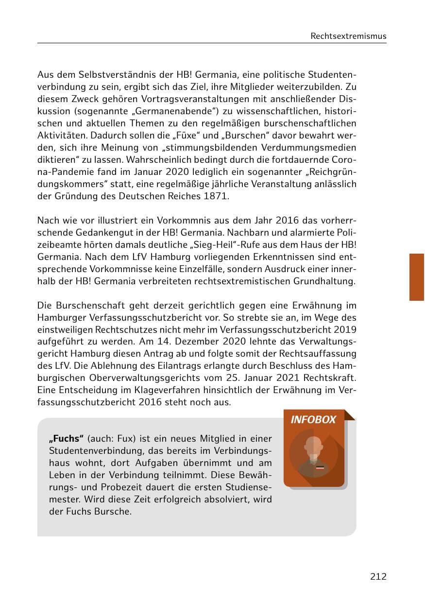 Seite 212 des Verfassungsschutzbericht 2020 Hamburg